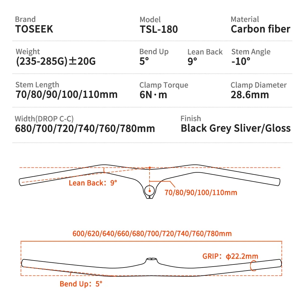 TOSEEK T800 Carbon Handlebars  - Mountain Biking Xc review and price